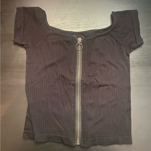 Black off the shoulder crop top